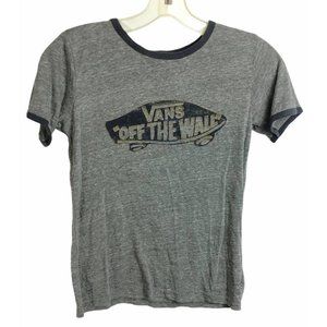Vans Off the Wall Shirt Womens X Small Heathered Gray Logo Short Sleeve Tee